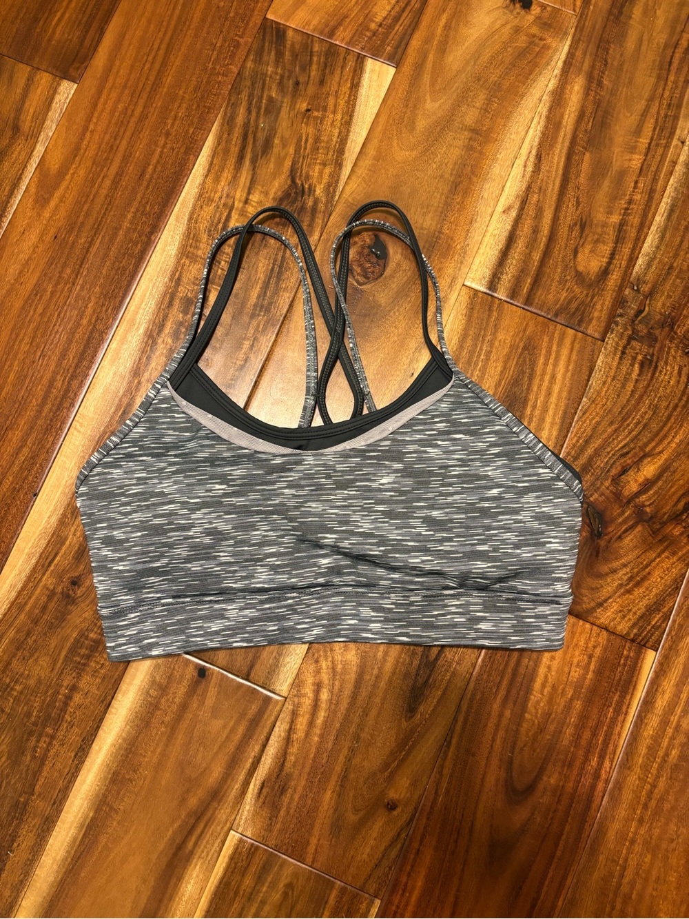 Zyia Grey Heather Strappy Sports Bra